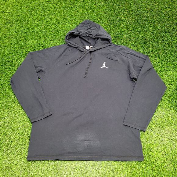 NIKE Jordan Hoodie XL 24x29 Black Jumpman Embroidered-Logo - Picture 1 of 16